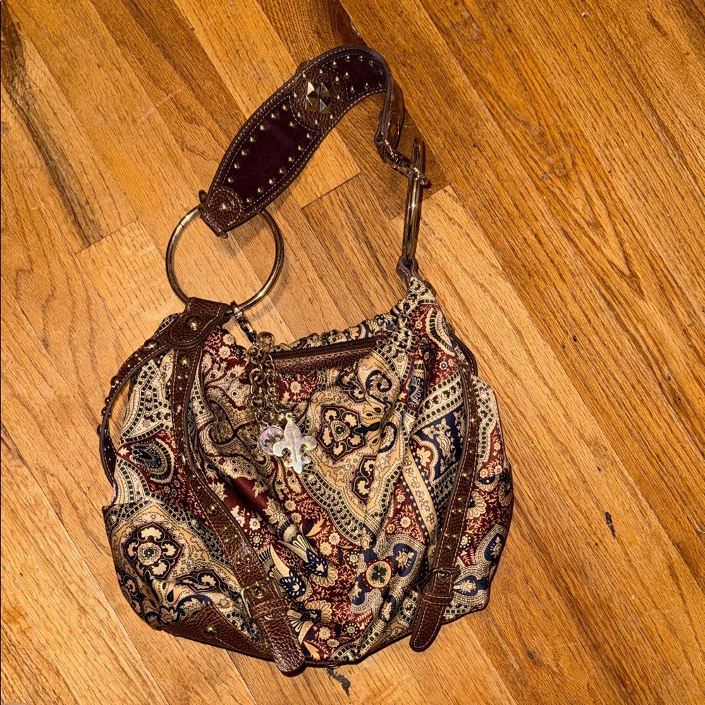 Kathy Van Zeeland Satin Y2K slouchy shoulder bag